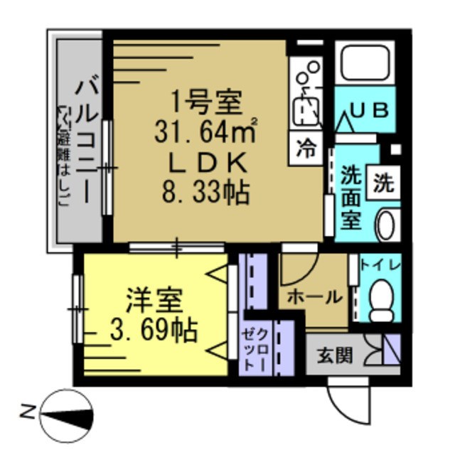 ユニバーサル オアシスⅠ 101号室 間取り