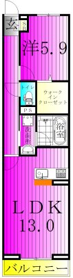 オークツリー 201号室 間取り