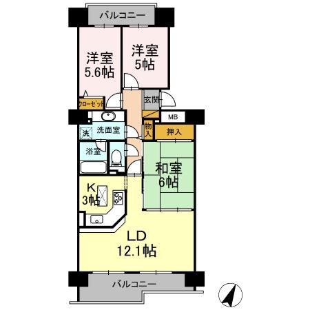 サンパセオ新柏E号館 207号室 間取り