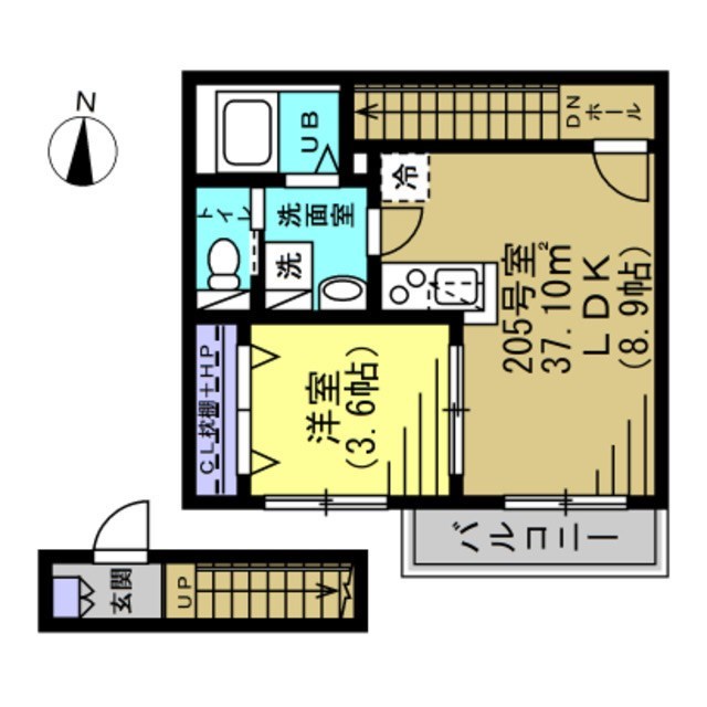 グリシーナ豊四季 205号室 間取り