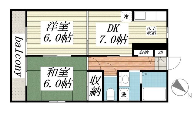 ハイツアキモト  Ａ101号室 間取り