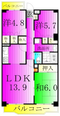 藤和天王台ハイタウン 506号室 間取り