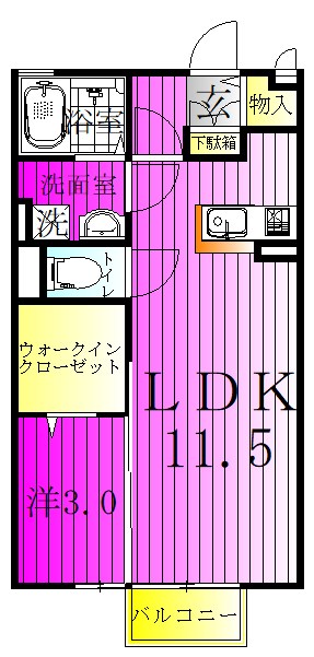 オラカーサ 102号室 間取り