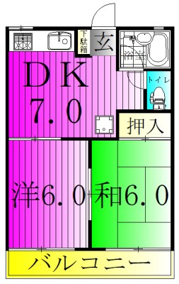 東宮前ハイツ 205号室 間取り