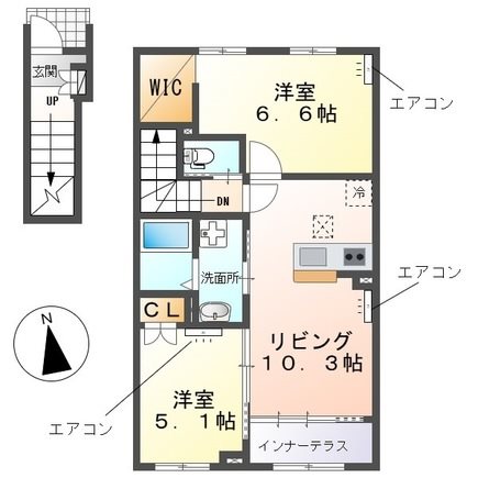 アールＵ Ⅴ 202号室 間取り