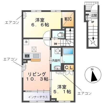 アールＵ Ⅴ 203号室 間取り