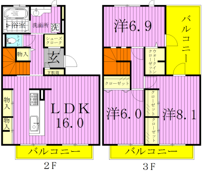 プルメリア 205号室 間取り