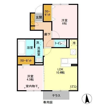 クレセントA 102号室 間取り