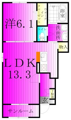 パルムⅠ 101号室 間取り