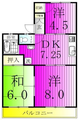 神取ハイツ 106号室 間取り