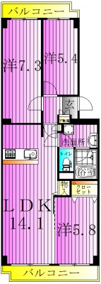 コンフォリア竹ノ塚イースト 間取り図