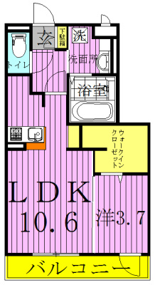 メルベーユおおたかの森　１号棟 305号室 間取り