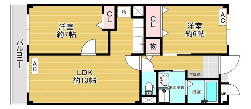 チャームテラス222E 105号室 間取り