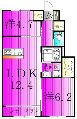 カーサ　ミルフィーユ 107号室 間取り