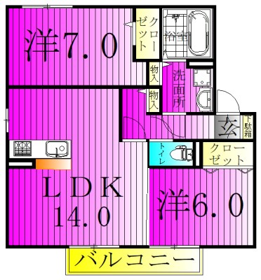 クロノスＢ 101号室 間取り