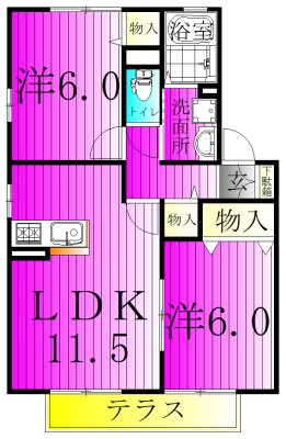 ヴィラ・エスペランサA 203号室 間取り