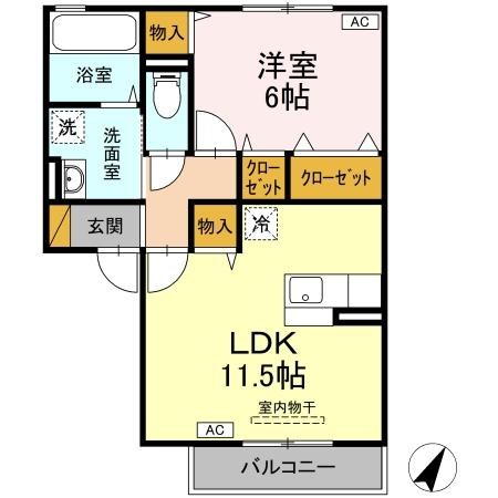 リビングタウン大金平Ａ 203号室 間取り