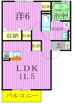 リビングタウン大金平Ａ 203号室 間取り