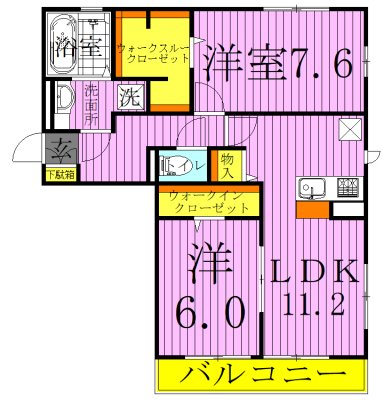 ラ ポルト 103号室 間取り