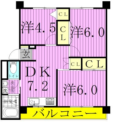 秋山コーポラス 303号室 間取り