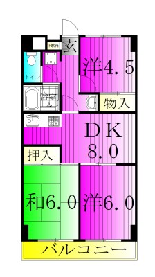 クロシェット松戸 104号室 間取り