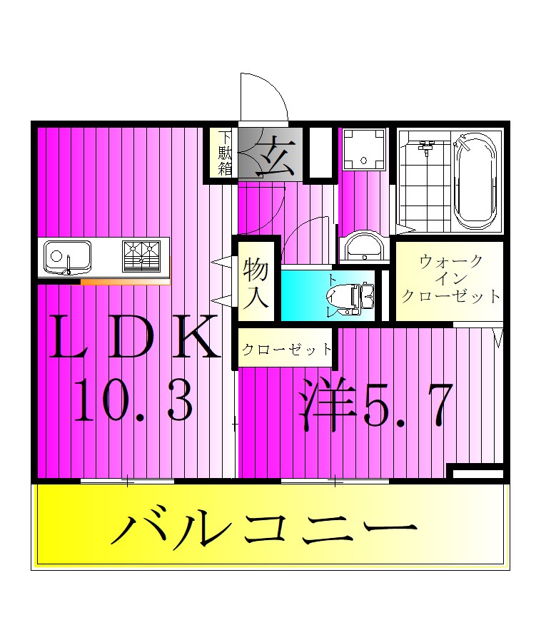コットン フローラ 102号室 間取り