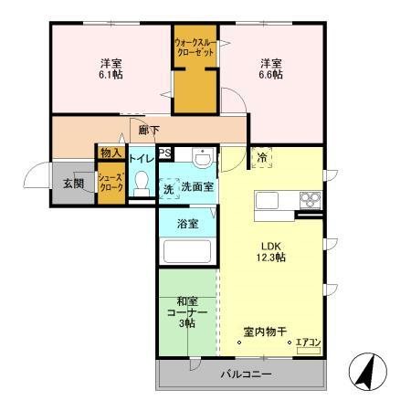 コンフォールコート  201号室 間取り