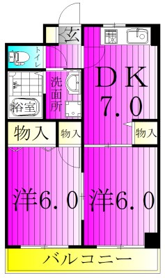 プラーズ六実 202号室 間取り