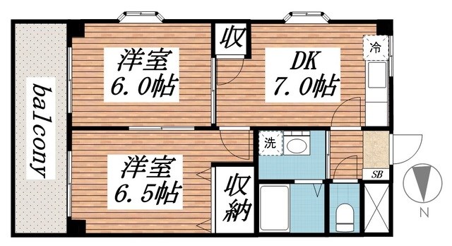 プラーズ六実 403号室 間取り