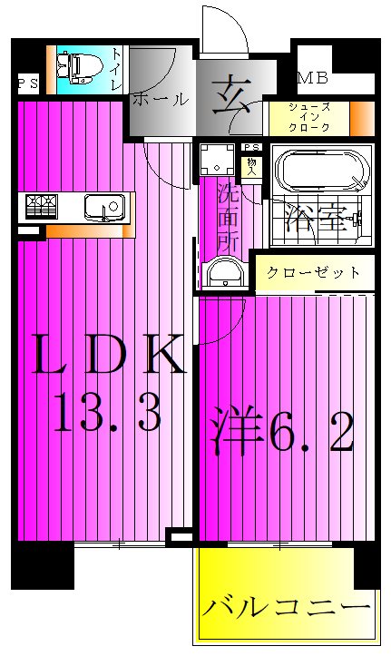 ベルヴュコート柏 807号室 間取り