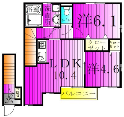 アジュールＢ 202号室 間取り