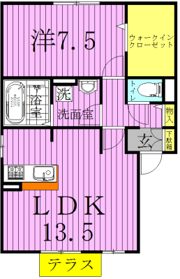 フローラルB 102号室 間取り
