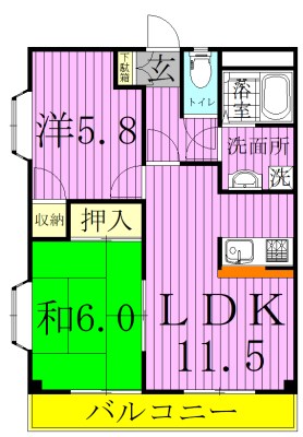 コーポピオーネⅡ 105号室 間取り