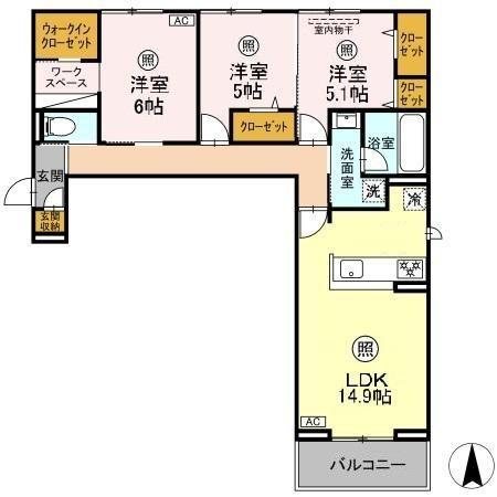カルマーティ　calmati 201号室 間取り