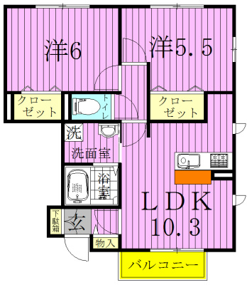 サンルーチェＡ 102号室 間取り