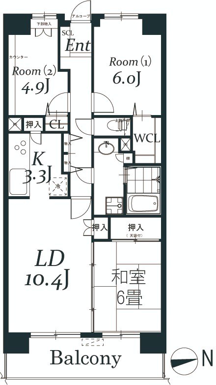 白井ロジュマン 1018号室 間取り