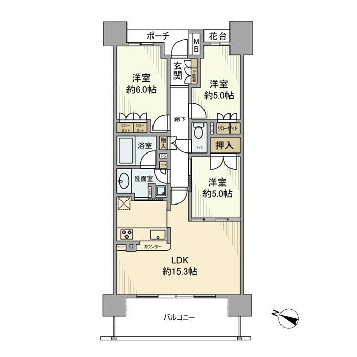 三郷中央センターマークス 1203号室 間取り