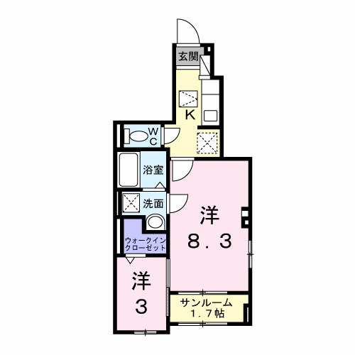 チェリー　クローバー 101号室 間取り