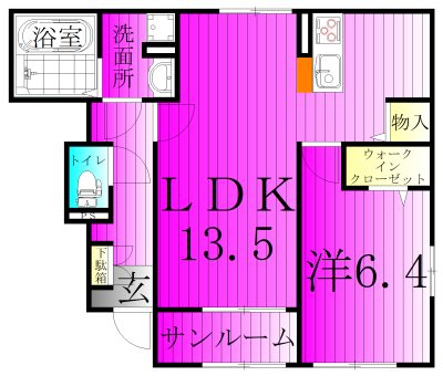 ソレアード 104号室 間取り