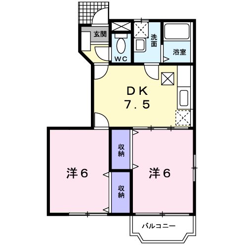 サンヴィレッヂ参番館 101号室 間取り