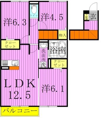 プリムヴェール 205号室 間取り