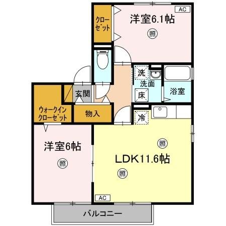 リシアンサス・ガーデンＡ 201号室 間取り