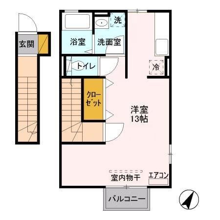 カメリアパレス 201号室 間取り