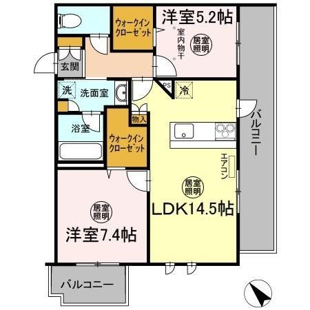インフィニット カンワ 206号室 間取り
