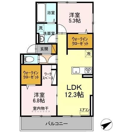 レンヌ  201号室 間取り