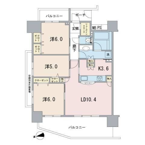 クリオ松戸伍番館 301号室 間取り