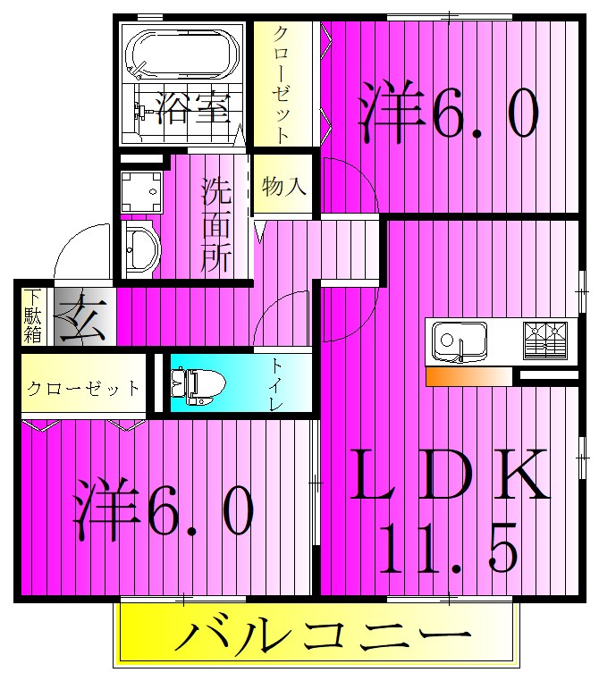 ウィルビューD棟 101号室 間取り
