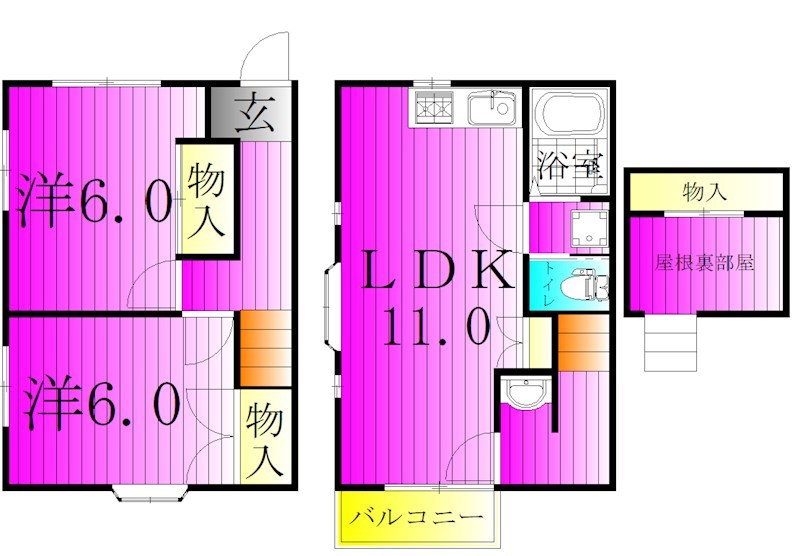 湖北テラスハウス Ｎ-Ｆ号室 間取り