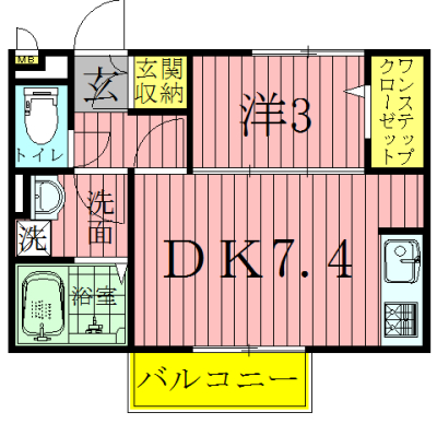 アドラブールあけぼの 102号室 間取り