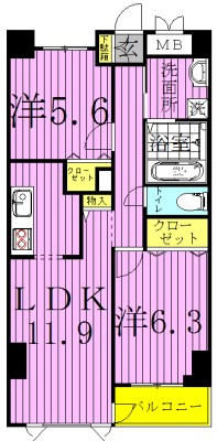 グリーンヒルズ 302号室 間取り